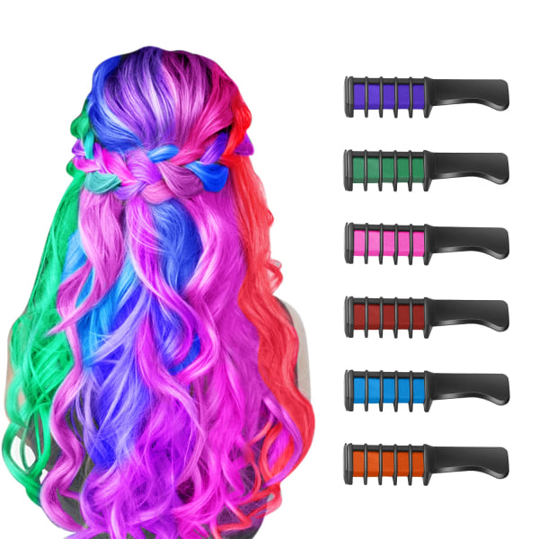 Ny hårkritkam Tillfällig ljus hårfärg för flickor Barn, tvättbar hårkrita för flickor Ålder 4 5 6 7 8 9 10 Nyårsfödelsedagsfest DIY