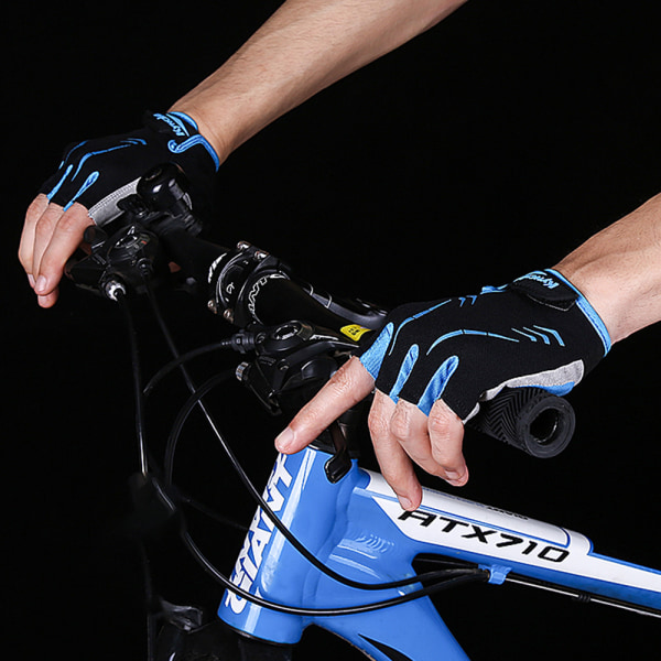 Svarte og blå hansker Utendørs sport Sykkelhansker Halvfinger