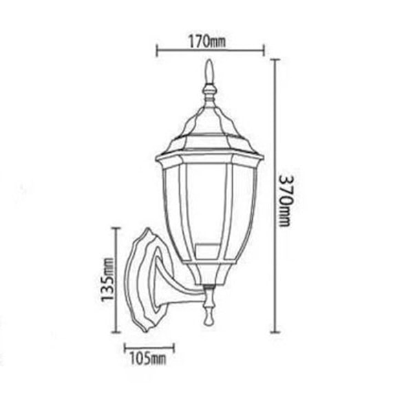 Hexagon Trädgård Vägglampa Vattentät Utomhus Vägglampa Korridor Gård Balkong Lampa Svart