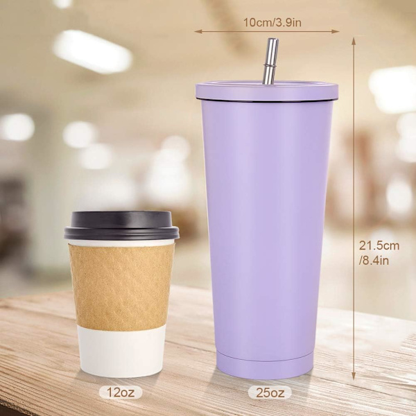 Termosflaska 600 ml vattenflaska vakuumisolerad mugg tillverkad av 304 rostfritt stål - termosmugg läcksäker resetermosmugg kaffemugg
