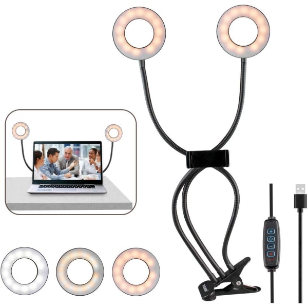 Klips på ringlys for videokonferansebelysning, USB bærbar PC