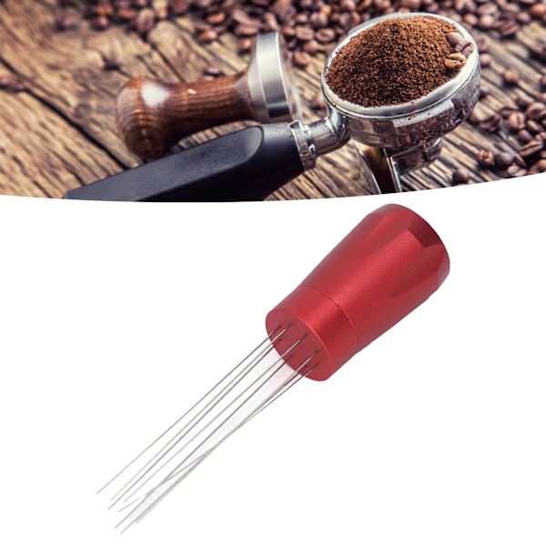 Kaffefordelingsværktøj i rustfrit stål og aluminiumlegering med ergonomisk håndtag, nem rengøring, kaffeværktøj til café, rød med magnet