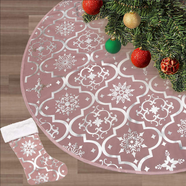 Lyxig Julgransmatta, Stor Julgranspläd Med Rustik & Festlig Snöflingdesign För En Oförglömlig Julupplevelse, Perfekt