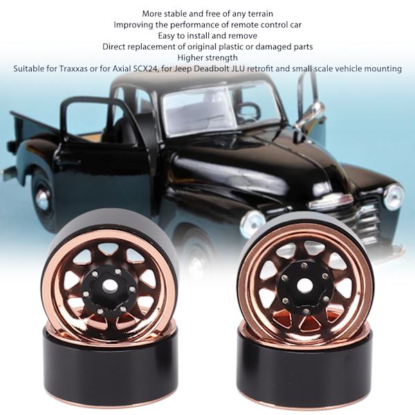 4 st Beadlock-hjul 1 tum djupt spår Universal för Traxxas ATV RC bil karossdelar med skruvar Koppar färg
