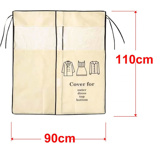 Garderobsförvaring, Fuktbeständig Klädförvaringsväska i Non Woven-tyg, Hängande Förvaring med Klar Sikt, Vikbar & Enkel Installation för Kläder