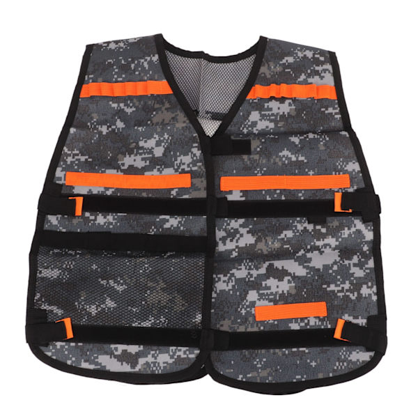 Børnespilholder Vest Oxford Klud Justerbar Børn Legetøj Clip Vest til Udendørs Eventyr Camouflage Grå