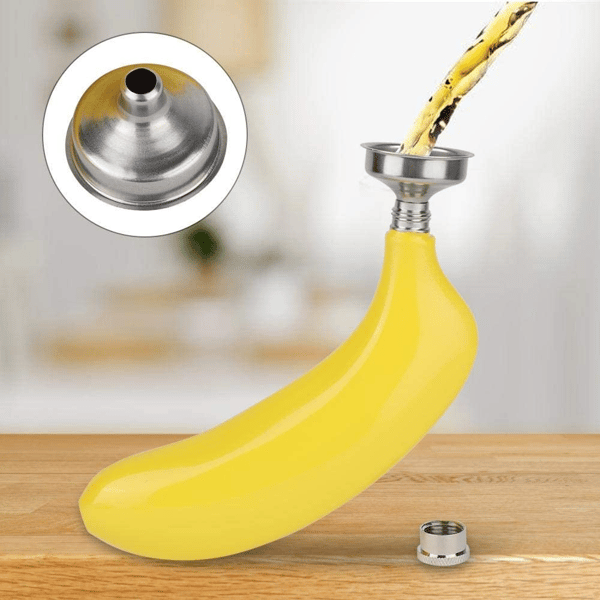 Bananformad Plunta, Unik Present Rostfritt Stål Spritplunta med Diskret Design, Läcksäker Resekompis i Fickformat för Utomhusaktiviteter