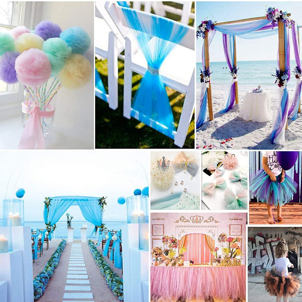Tulle stof rulle glitter, dekorativt stof bryllup & fødselsdagsfest