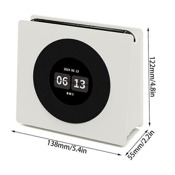 Flytande text BT-högtalare bärbar med lång speltid musikbox med digital klocka perfekt present White