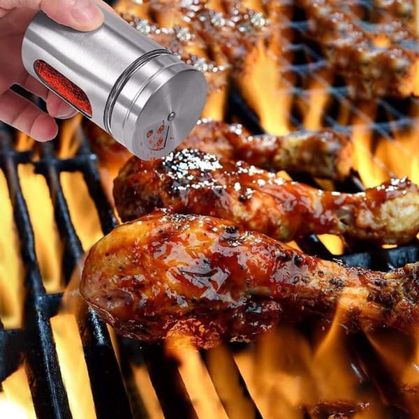 Nem Skruelåg Synligt Vindue Rustfrit Stål Glasbeholder til Køkkenopbevaring Tørfoderopbevaring, Retro Krydderiglas med Forseglet Krydderi