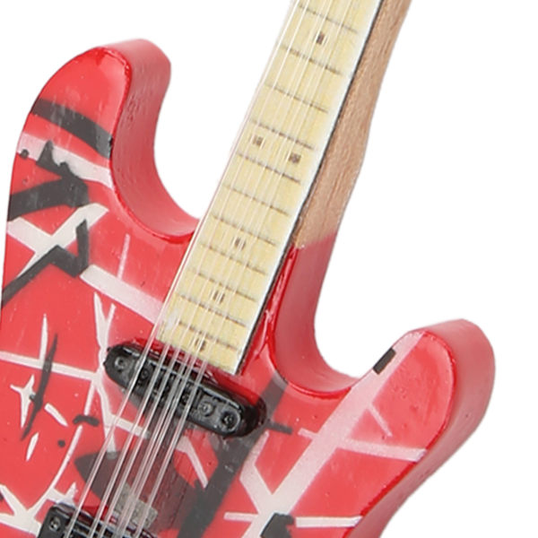 Gitarrmodell Fina detaljer Röd trästruktur Bassträ Miniatyrgitarr för skyltfönsterdekoration Presentgåva