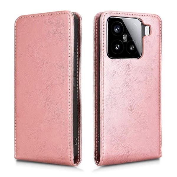 Vertikalt läderfodral med flipp för Xiaomi 15 Red gold
