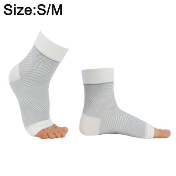 Ankelstöd, elastisk yogaövningskompressionsärm, tryckfotsärm White(a pair) S/M