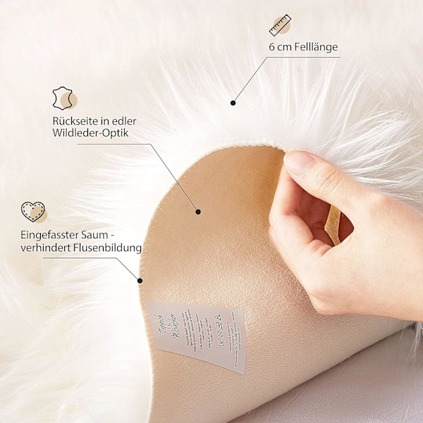 Mångsidig fluffig rund matta i fuskpäls för mysiga vardagsrum, mjuk känsla under fötterna, värmebevarande för värme, miljövänlig sammet, halkfri design