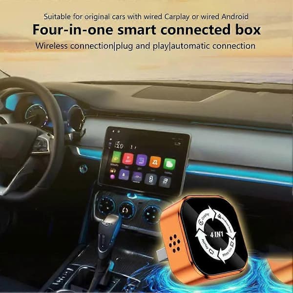 Trådløs CarPlay-adapter for Android Auto 4-i-1 trådløs CarPlay og Android Auto forbedrer den daglige pendlingen Orange White Label