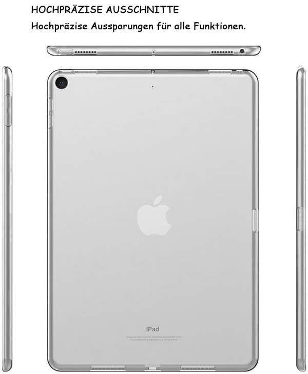Fodral för iPad 10,2\" (iPad 9:e generationen 2021/iPad 8:e generationen 2020/iPad 7:e generationen 2019), transparent silikonfodral TPU baksida skyddsfodral