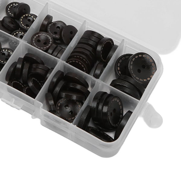100 stk. Tretre knapper Unik design Naturlig Holdbar Robust Sikker Praktisk Rund treknapp Mørkebrun