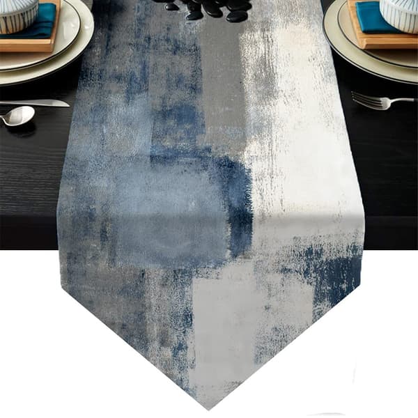 Bordslöpare i säckväv, lättskött material, halkfritt tyg, vattentätt bordsskydd för sovrum, byrå, scarf, bondgård, lantlig rustik bröllop (blågrå,