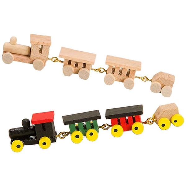 Miniature trætogsmodel til dekoration, 2 sæt dukkehus-minitog