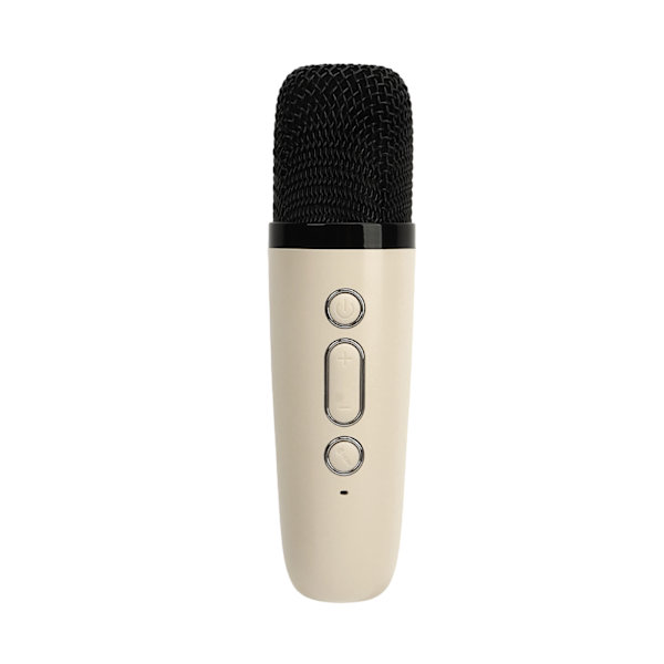 Mini Karaoke Maskin med 2 Trådløse Mikrofoner Bærbar Bluetooth Høytaler Karaoke Maskin Sett for Hjemmefest Bryllup Camping Beige
