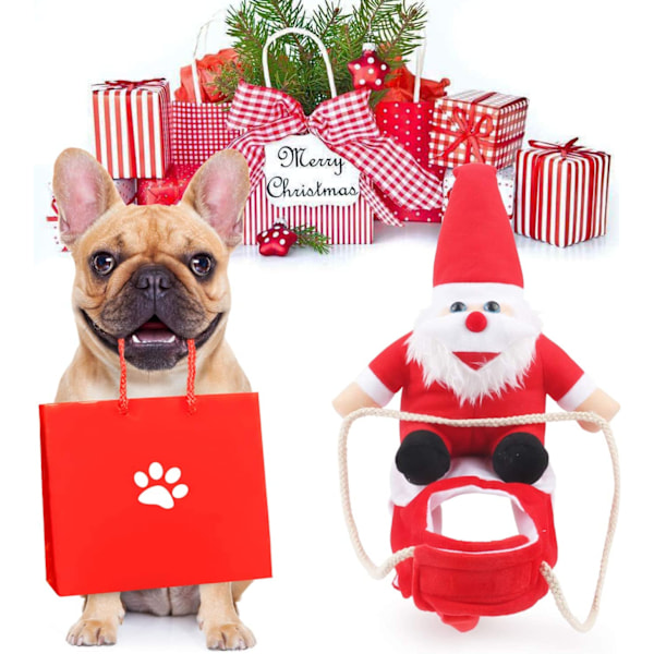 Festlig Jultomte Hunddräkt, Andningsbart Mjukt Tyg Älv Ren Design för Små Mellanstora Hundar Katter, Röda Mikrofiber Sammet Jul Husdjurskläder