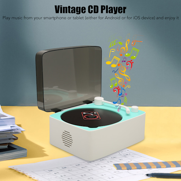 CD-afspiller Mini Multifunktionel Vintage Bluetooth-højttaler CD-afspiller til hjemmet Grøn