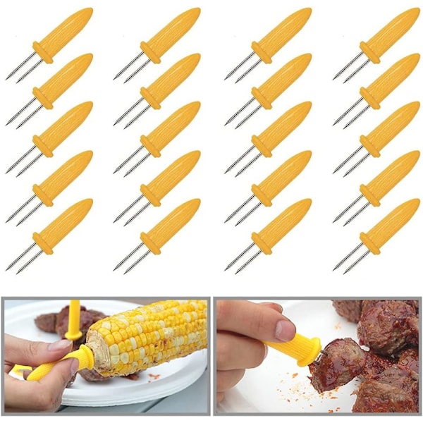 Stilrena majskolvshållare i rostfritt stål, sammanlåsande design majskolvsgafflar för matlagning hemma och grillning, ergonomiska handtag &amp; hållbart rostfritt stål