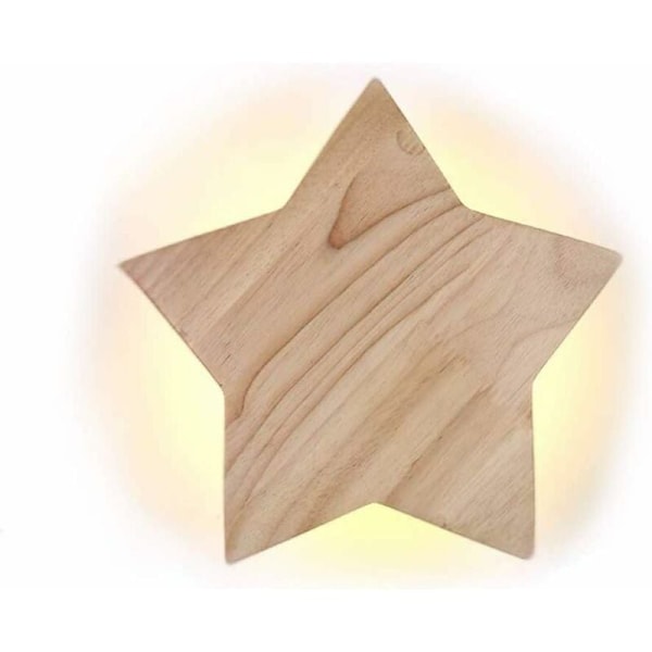 Obehandlad plywood stjärnformad lampa med LED-ljuskälla, minimalistisk tecknad design för sovrum och vardagsrum, lampkropp i massivt trä för