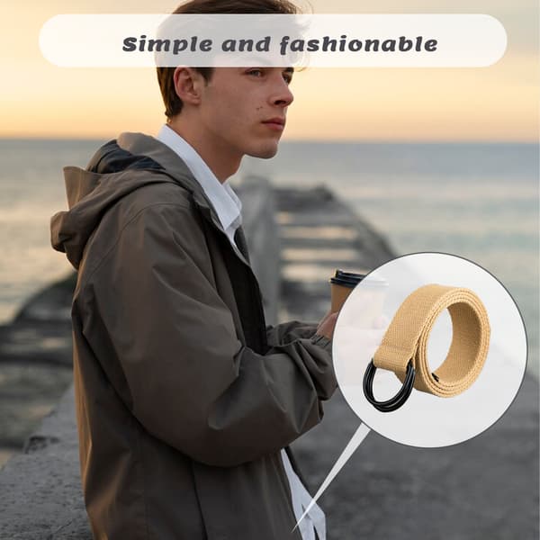 Casual Canvas Bälte för Vardagsbruk, D-ring Bälte med Dubbel D-ring Spänne, Robust Canvas Tyg Justerbart Vävt Bälte, Andningsbart Canvas Tyg