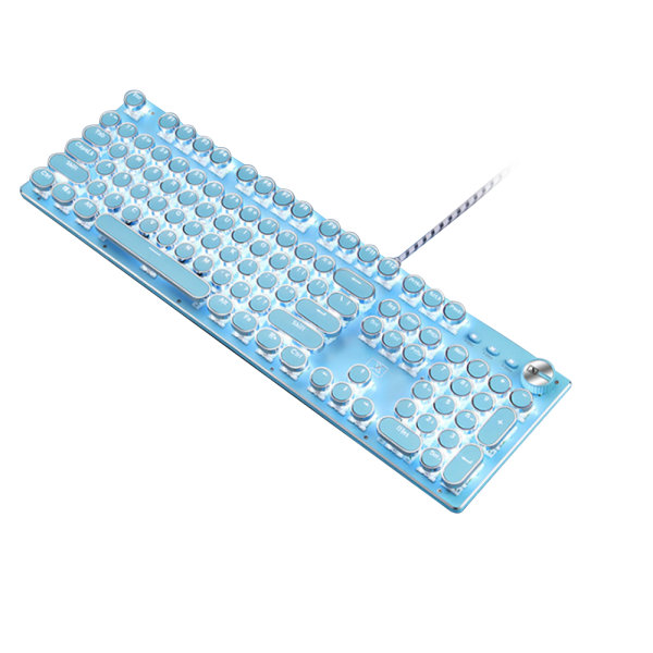 Retro Mekanisk Gaming Keyboard 104 Key, LED-bakgrunnsbelyst tastatur