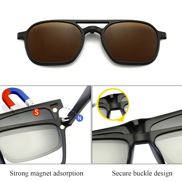 Polaroidit Aurinkolasit 5-in-1 Clip-On Ratsastuslasit Värikkäät Aurinkolasit Miesten ja Naisten Myopia-kehykset