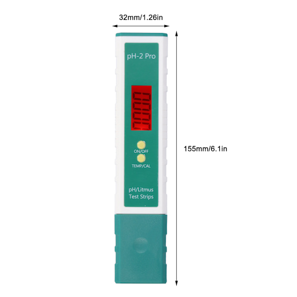 Digital PH-mätare, PH-testpenna med testremsfunktion, termometer för dricksvatten och poolvatten