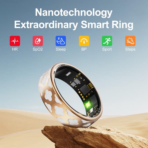 Fitness Tracker Smart Ring, Pulsdetektering IP68 Vattentät Design, Blodsyredetektering Sömnhälsoanalys Ring med Gestkontroll