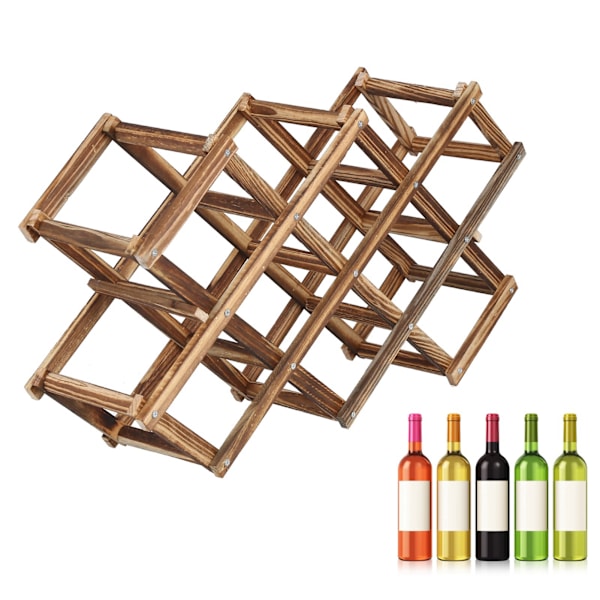 Wine Cabinet Foldable Elegant Large Capacity Wooden Wine Rack Cabinet for 10 Wine Bottles