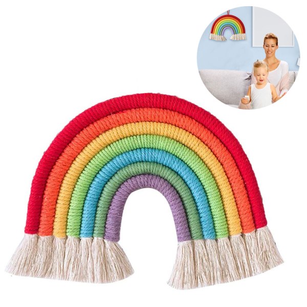 Macrame Rainbow vägghängande för barnrum i sovrummet