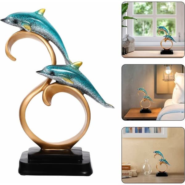 Generisk delfinfigur statue dekorasjon harpiks delfinstatue S