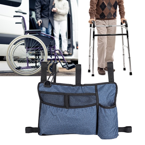 Walker Bag Water Resistant Wheelchair Storage Side Bag Walker Organizer Pocket PackBlue