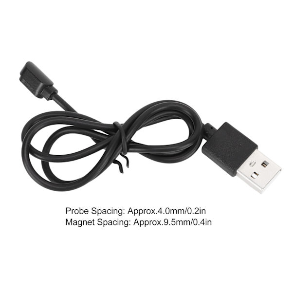 2P Smartwatch Laddningskabel Magnetisk Klockladdare Ersättning USB-datakabel Svart 4,0 mm/0,2 tum 9,5 mm/0,4 tum
