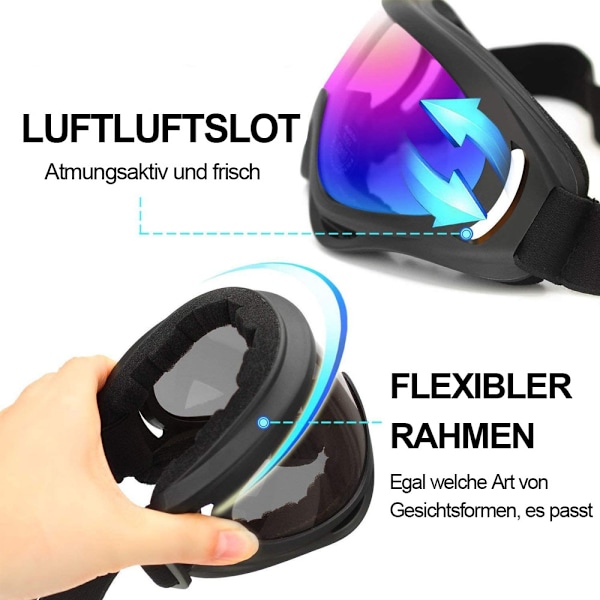 Skidglasögon, snowboardglasögon, vindskydd, bländfria linser