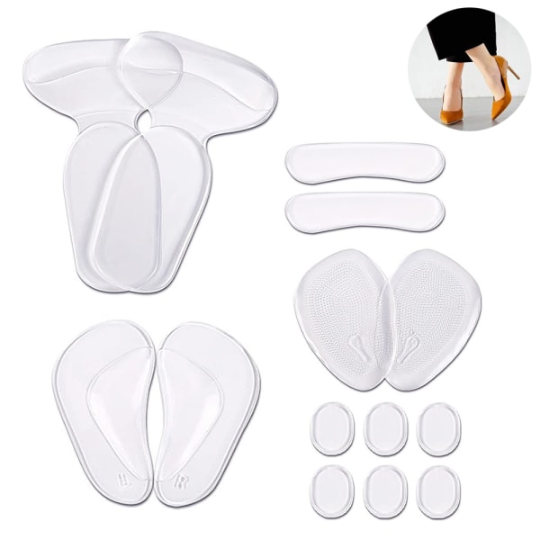 Set of 14 Clear PU silicone Heel Grips Liners High Heel Inserts