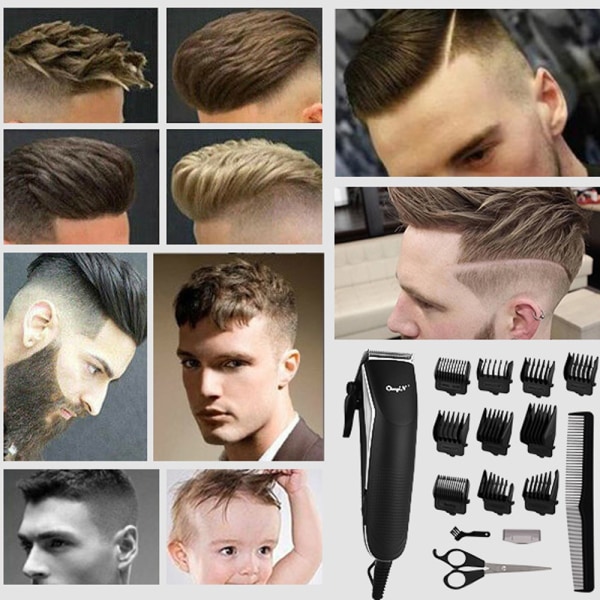 Hårklippesæt til mænd Clippers Barber Grooming kit Easy Haircut skægtrimmer med guidekamme