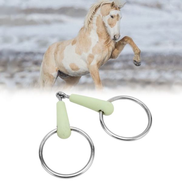 Heste Snaffle Bit Gummibelagt Rustfritt Stål Løs Ring Heste Munnbit for Trening Ridning