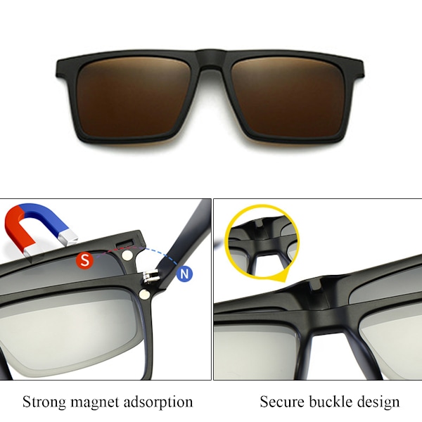 Polaroidit Aurinkolasit 5-in-1 Clip-On Ratsastuslasit Värikkäät Aurinkolasit Miesten ja Naisten Myopia-kehykset
