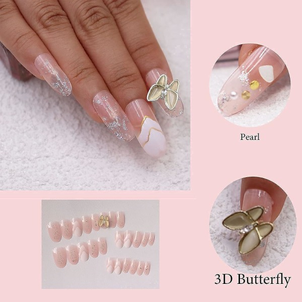 Press on Nail 24 pieces French pearl, artificial nails