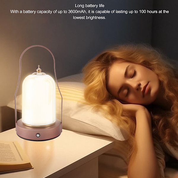 Bordslampa Portabel USB-laddning 3600mAh Touchkontroll Steglös Dimbar 3 Färgtemperaturer Trådlös Lykta för Camping Sovrum Fest