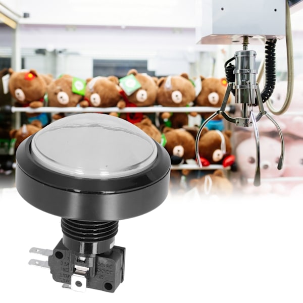 60mm Big Convex Button 2‑Foot Switch Button with LED Light for Crane Machine Game ConsoleWhite