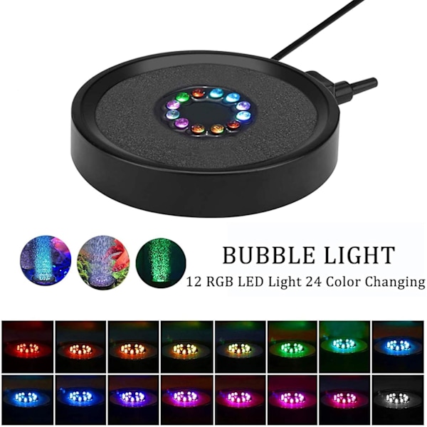Akvarium Luftbubbla LED-Lampa, Automatisk Färgskiftande Luftbubbeldekoration för Akvarium, Kompletterande Syre, Lång Livslängd, Mångsidig Användning I