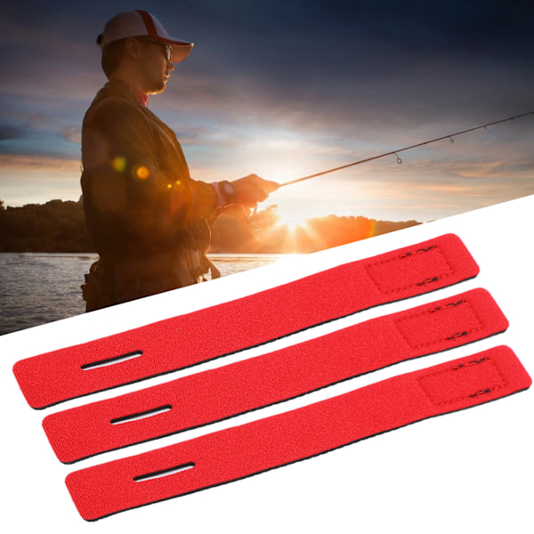 100 stk fiskestangstroppstroppstangfestebåndstang elastisk wrap holder borrelåsdesignrød
