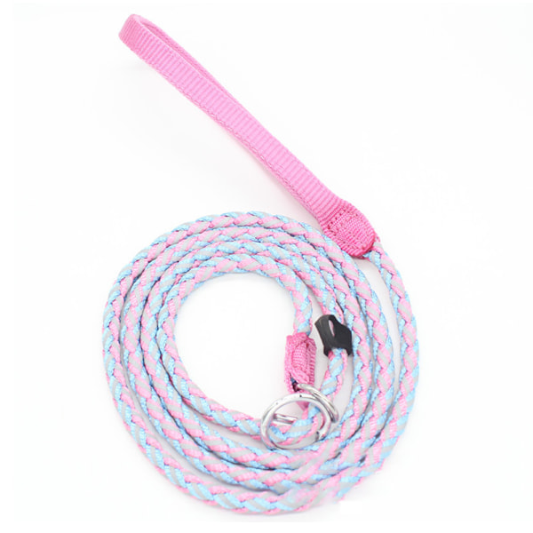 Reflective dog leash with soft padded handle and metal hook