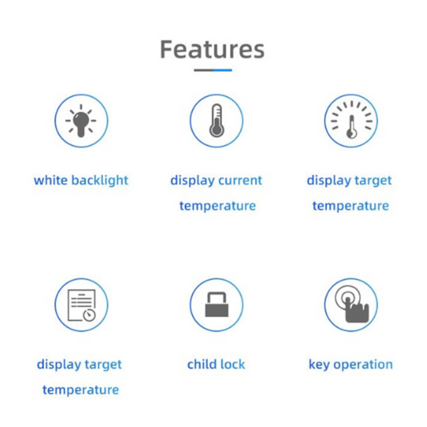 Digital termostat 4500W høj effekt elektrisk gulvvarme temperaturstyring termostat til kontor indkøbscenter AC 90V til 240V sort